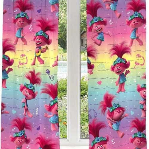 Cortinas para Janela do Quarto Infantil Trolls World Tour da Franco