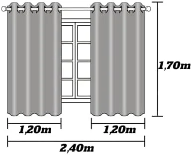 Cortina De Tecido Para Sala Quarto 2,40m X 1,70m Cinza - Image 2
