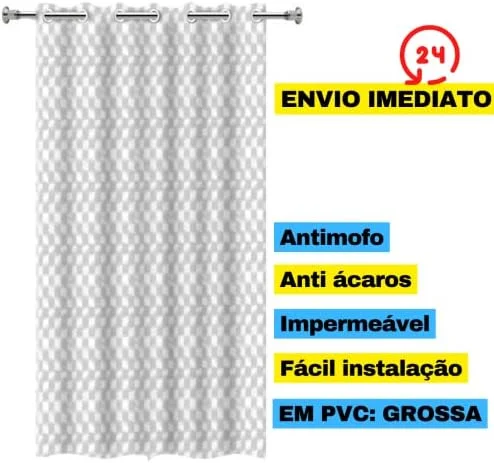 Cortina Box Banheiro Translúcida Impermeável Antimofo com... - Image 2