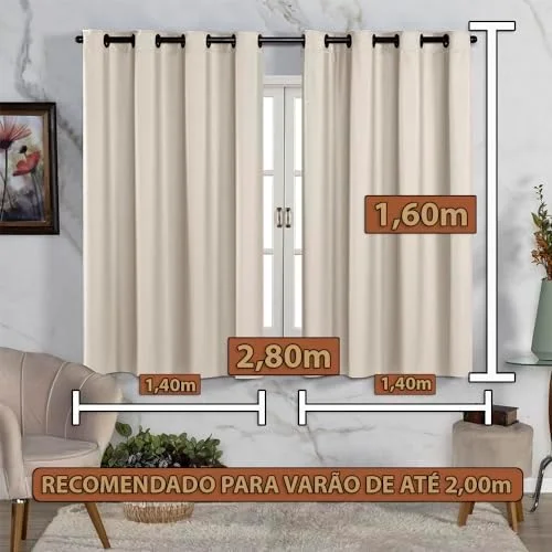 Cortina Blackout 2,80x1,60 Bege PVC Liso Janela Sala Quarto - Image 2