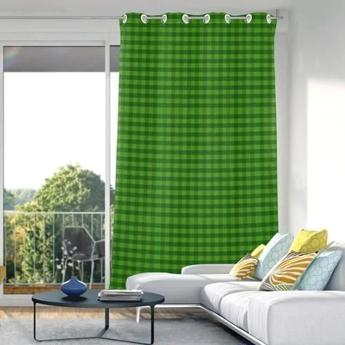 KLL Cortinas blecaute xadrez verde para quarto e sala de... - Image 5