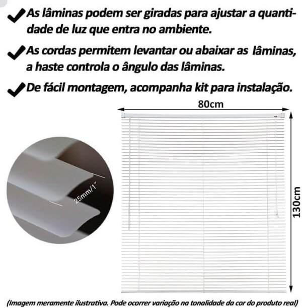 Persiana Horizontal Para Janela PVC 25mm Cortina Sala Quarto... - Image 3