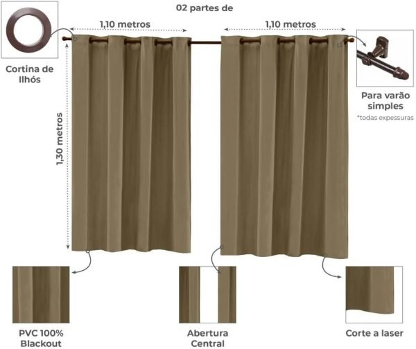 Cortina Blackout Corta Luz PVC 220cm x 130cm - Rodízio - Image 5