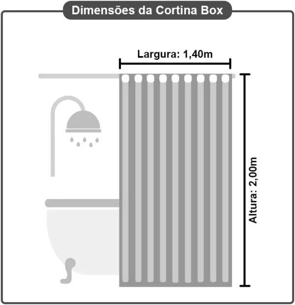 1 Cortina Box Banheiro PVC Antimofo Estampada Ilhós M1 2,00m - Image 4