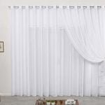 Cortina De Varão Voil Duplo Branco 6,00x2,80 Sala Quarto