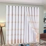 Cortina Sala Quarto Loren 4,00m x 2,50m Voil Bordado c/Forro
