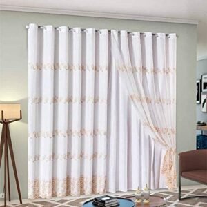 Cortina Sala Quarto Loren 4,00m x 2,50m Voil Bordado c/Forro
