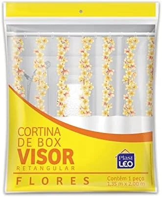 Cortina para Box Viseira Flores (1,35x2,00m) |  Plast Leão...