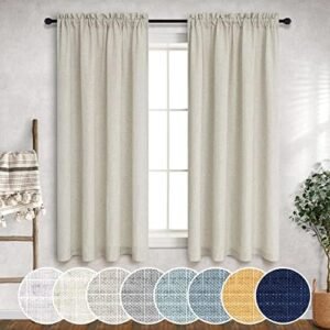 Cortinas de linho bege para janelas pequenas de 114 cm de...
