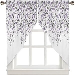 Cortinas de sanefa floral roxa, cortinas abstratas florais...
