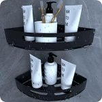 Kit 2 Suportes Porta Shampoo P/Banheiro De Canto Inox Preto