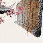 LIJINBO Persiana de janela dobrável de bambu retrô,...