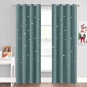 NICETOWN Cortinas blecaute azul cinza estrela para quarto de...
