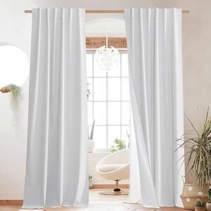 NICETOWN Cortinas de linho blackout com aba traseira 100%...
