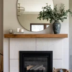 fireplace mantle decor with mirror