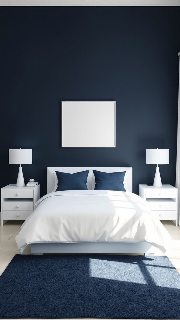 Azul marinho com detalhes em branco