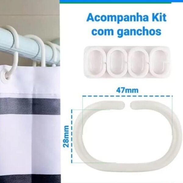 Cortina Box Banheiro Estampada com Ilhós Chuveiro Poliéster... - Imagem 3