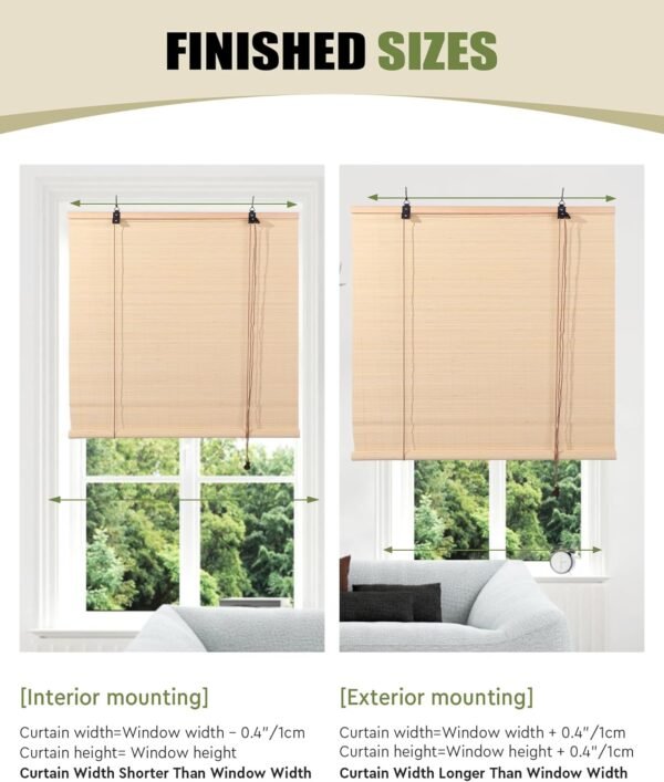 Foundgo Cortinas de bambu 61 cm L x 162 cm A, cortinas. - Imagem 3