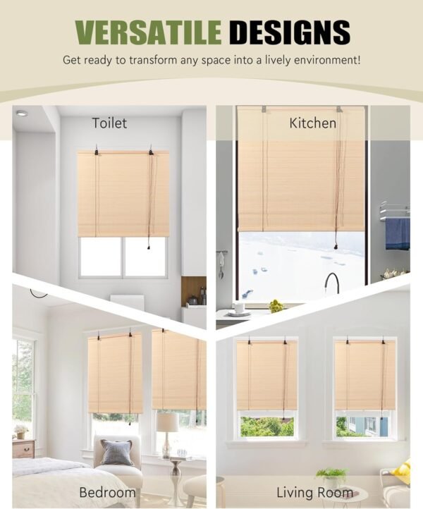 Foundgo Cortinas de bambu 61 cm L x 162 cm A, cortinas. - Imagem 5