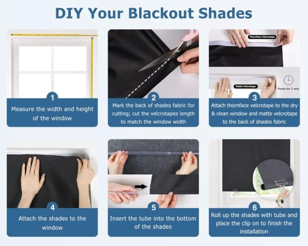 LazBlinds Persianas de rolo 100% blackout, sem ferramentas,... - Imagem 4