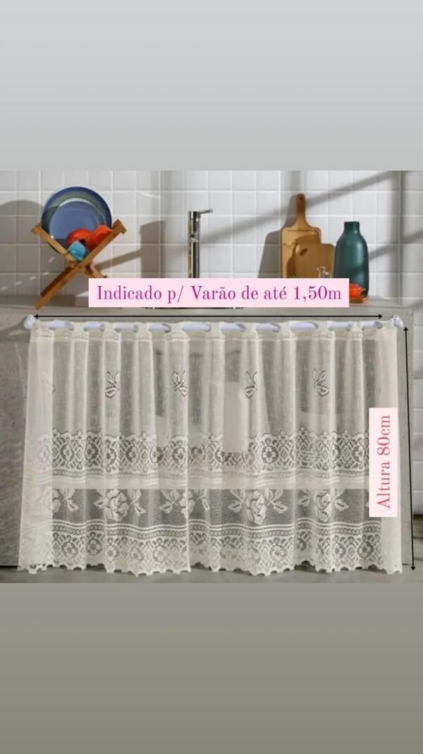 Cortina Pia/Balcão/Banheiro/Cozinha Renda Varias Estampas... - Imagem 3