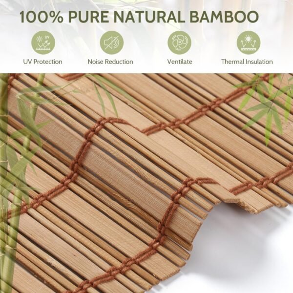 Kokorona Persianas de rolo de bambu sem fio, persianas de... - Imagem 2