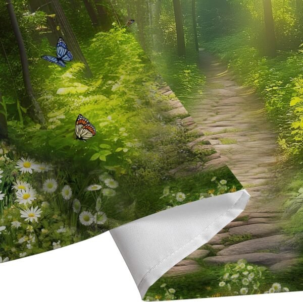 Cortina de chuveiro com árvore florestal, verde, rústico,... - Imagem 7