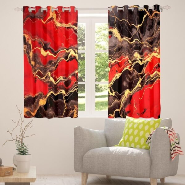 Cortinas de janela com estampa de mármore, cortinas de... - Image 4