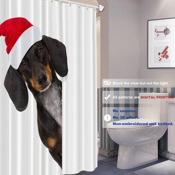 Batmerry Cortina de chuveiro decorativa vermelha de cachorro... - Imagem 2