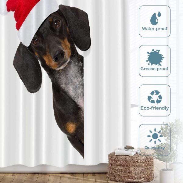 Batmerry Cortina de chuveiro decorativa vermelha de cachorro... - Imagem 3