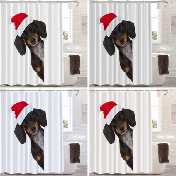 Batmerry Cortina de chuveiro decorativa vermelha de cachorro... - Imagem 4
