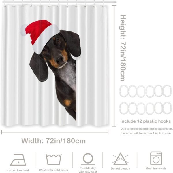 Batmerry Cortina de chuveiro decorativa vermelha de cachorro... - Imagem 6