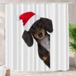 Batmerry Cortina de chuveiro decorativa vermelha de cachorro...