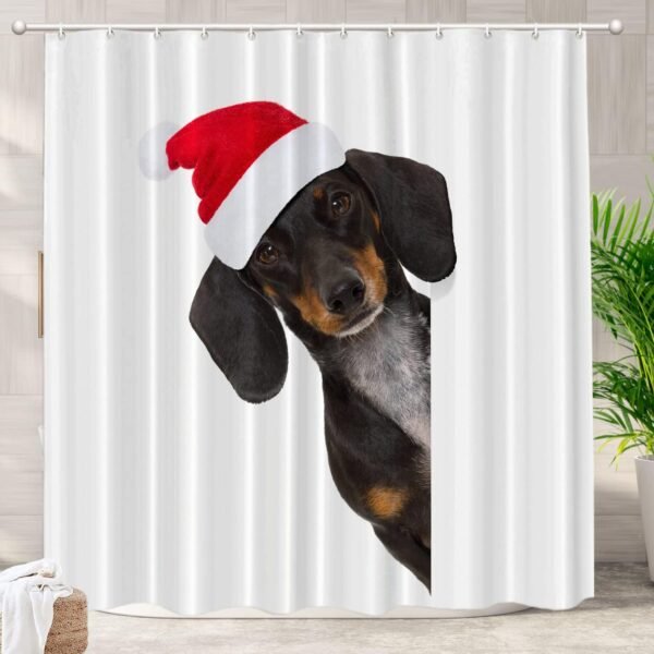 Batmerry Cortina de chuveiro decorativa vermelha de cachorro...