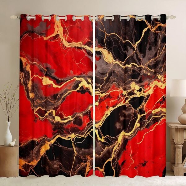 Cortinas de janela com estampa de mármore, cortinas de...