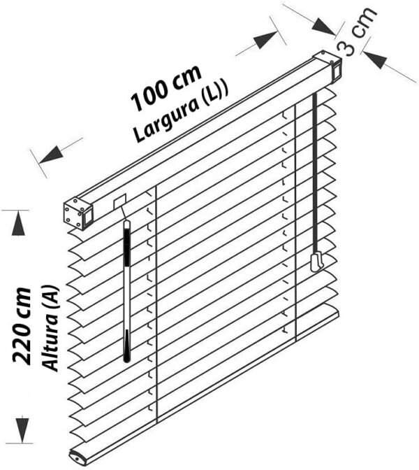 PVC horizontal persa Cinza 100 (L) x 220 (a) Cortina ... - Imagem 4