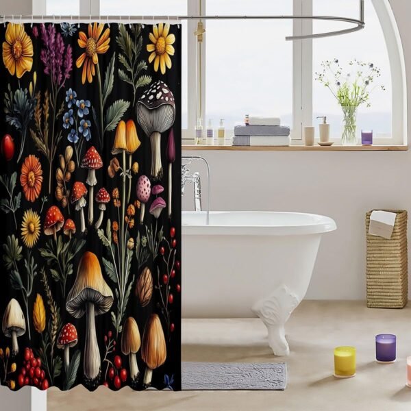 Feelyou Linda cortina de chuveiro de cogumelo 183 x 183 cm,... - Imagem 3