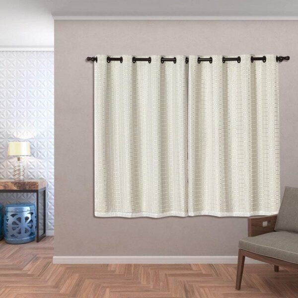Cortina Blackout PVC com Tecido Voil Xadrez 2,80 x 1,60 Bege - Image 3