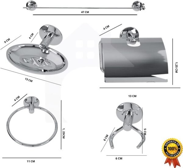 Kit Acessório Para Banheiro Aço Inox 6 Peças Com Porta... - Imagem 2