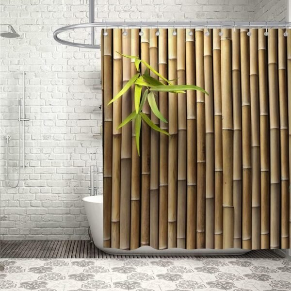 hipaopao Cortina de chuveiro de bambu impressa 3D ao ar... - Imagem 2