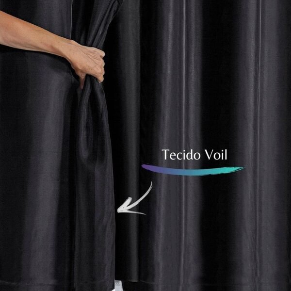 Cortina Blackout Tecido Voil PVC Quarto Sala 2x1,4 Preto - Imagem 2