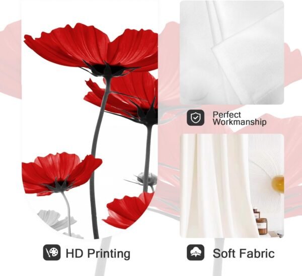 Coxila Cortinas de janela de cozinha florais vermelhas 70 x... - Imagem 2