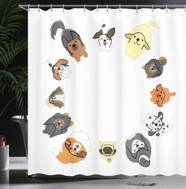 Ambesonne Cortina de chuveiro para cães, vários cães... - Image 3