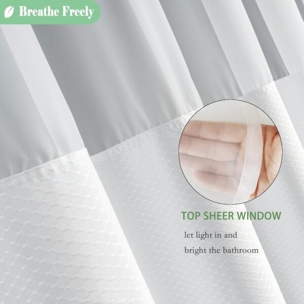 UFRIDAY Cortina de chuveiro de tecido Waffle Weave com... - Image 3