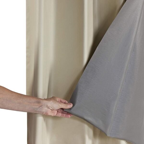 Cortina Blackout PVC com Tecido Voil Xadrez 2,80 x 1,60 Bege - Image 2