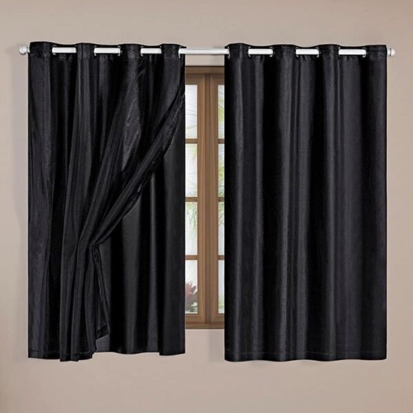 Cortina Blackout Tecido Voil PVC Quarto Sala 2x1,4 Preto