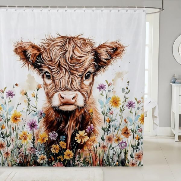 Feelyou Cortina de chuveiro Highland Cow 182,88 cm x 182,88...