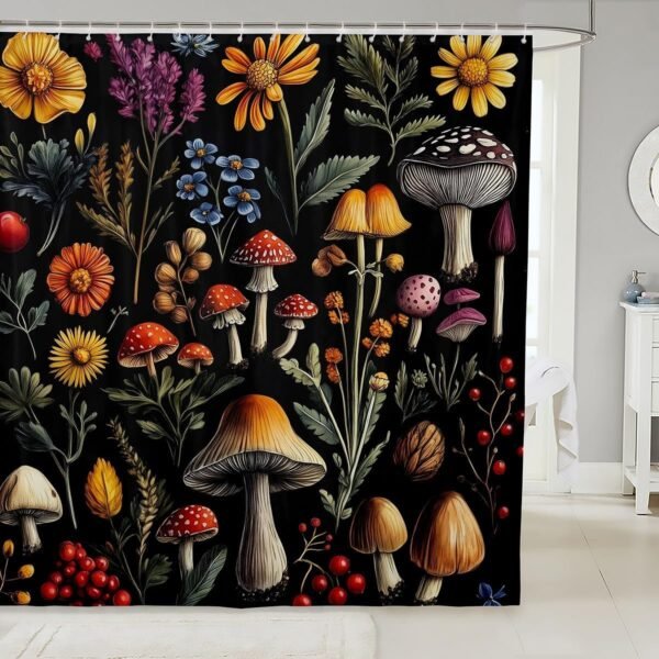 Feelyou Linda cortina de chuveiro de cogumelo 183 x 183 cm,...