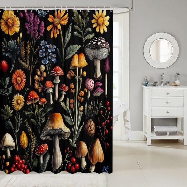 Feelyou Linda cortina de chuveiro de cogumelo 183 x 183 cm,... - Imagem 2