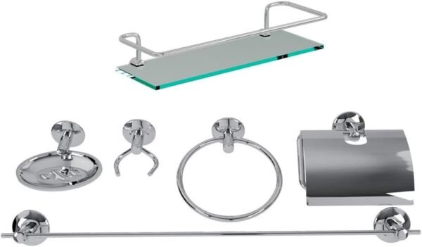 Kit Acessório Para Banheiro Aço Inox 6 Peças Com Porta...